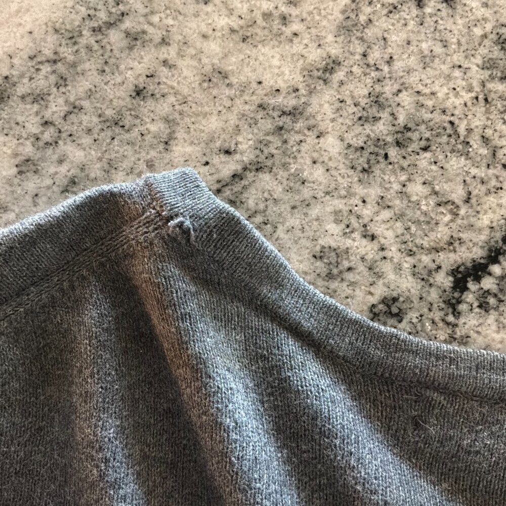 Lands End women's embroidered beaded gray cardigan cotton/cashmere size Large - Picture 10 of 12